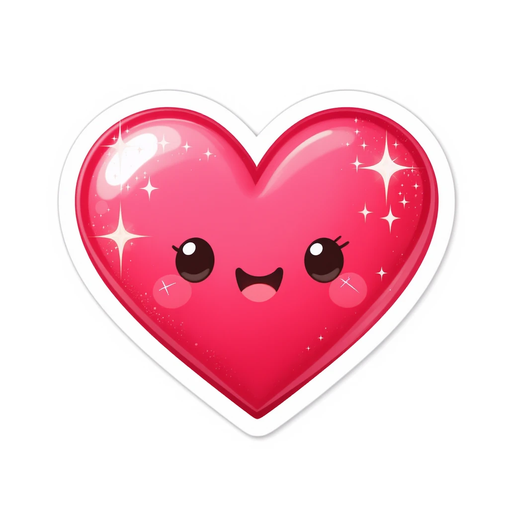 cute and shiny heart emoji with sparkles, no background emoji