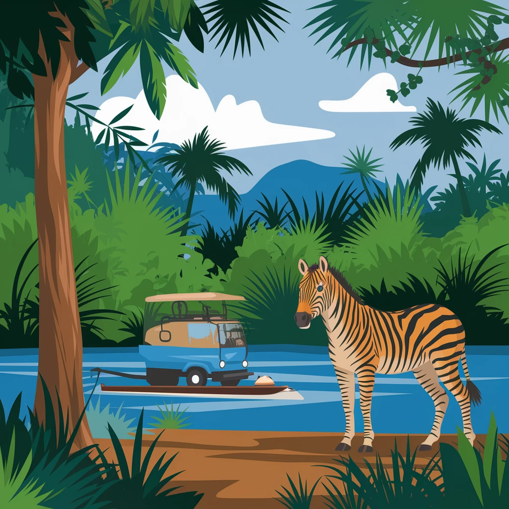 digital raster illustration of jungle safari emoji