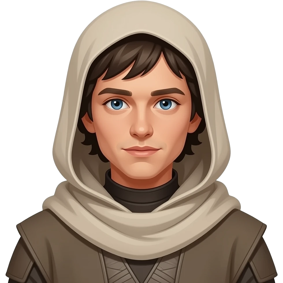 paul atreides timothee chalamet blue eyes with grey beigehood in dune
 emoji