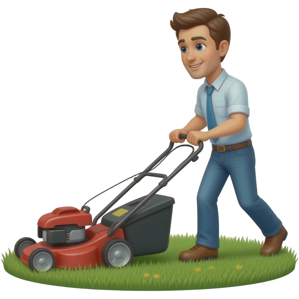man mowing the lawn with a lawn mower emoji