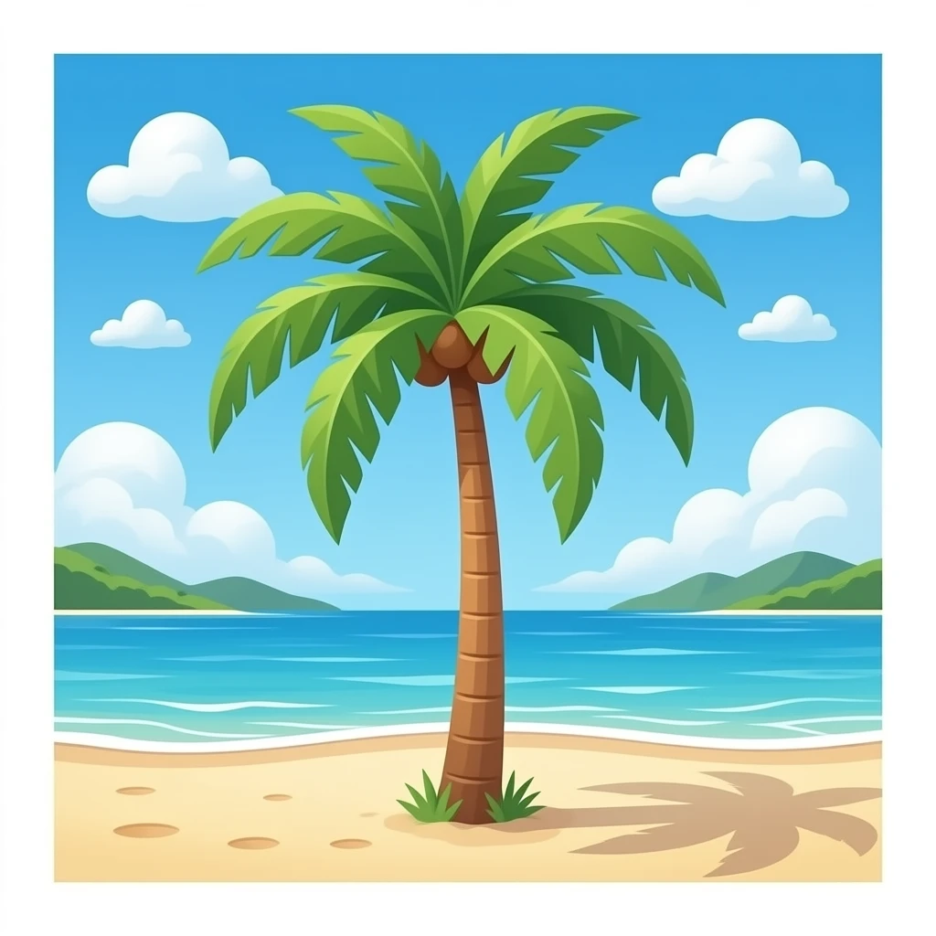 make the sun brighter and only one palm tree emoji