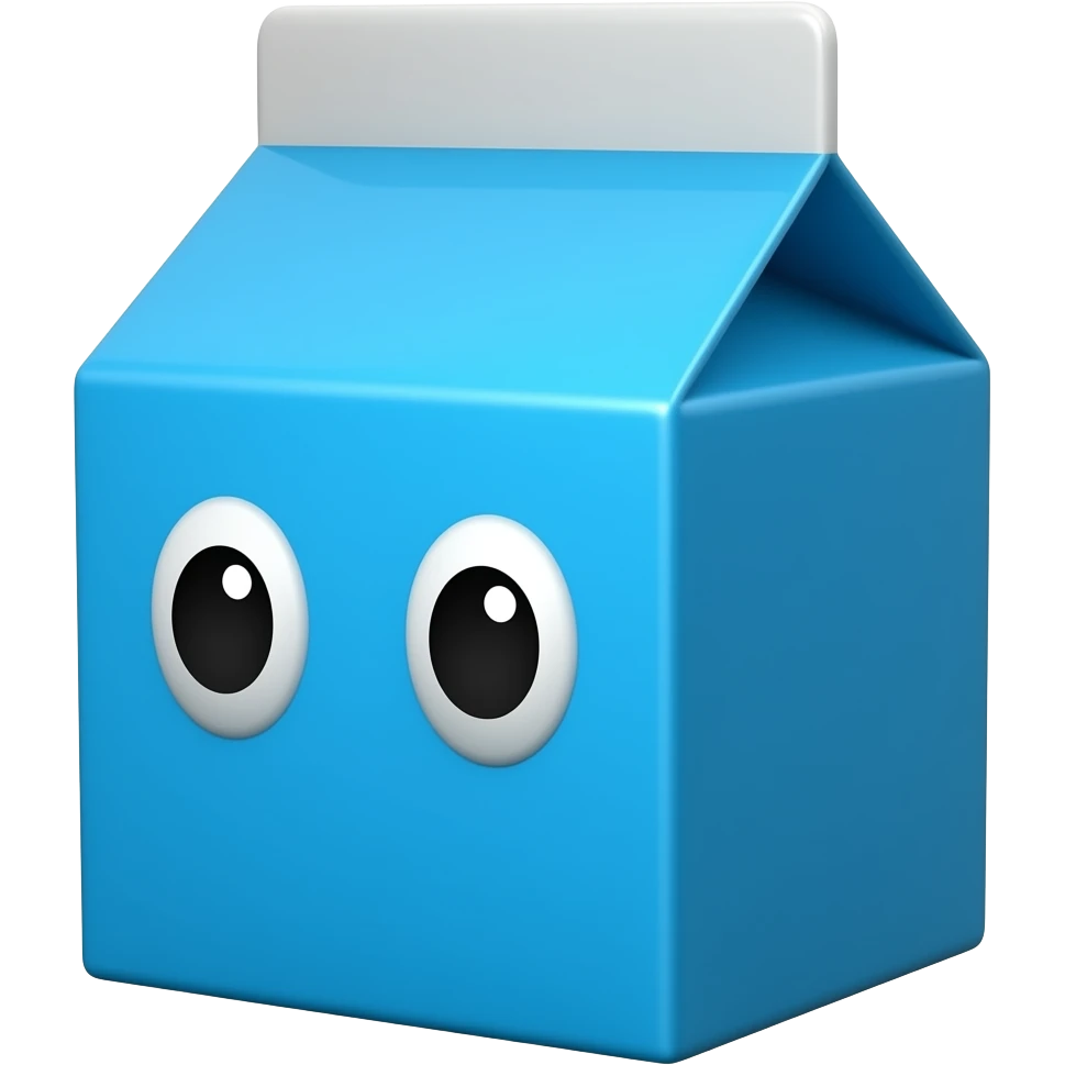 Juice box with eyes looking to the side emoji