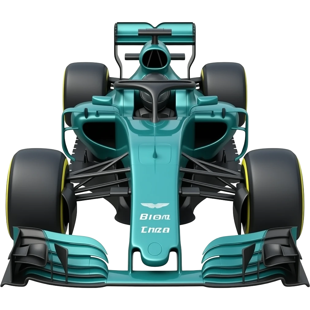 Aston Martin f1 car sideways with the driver inside the car wearing a black helmet emoji