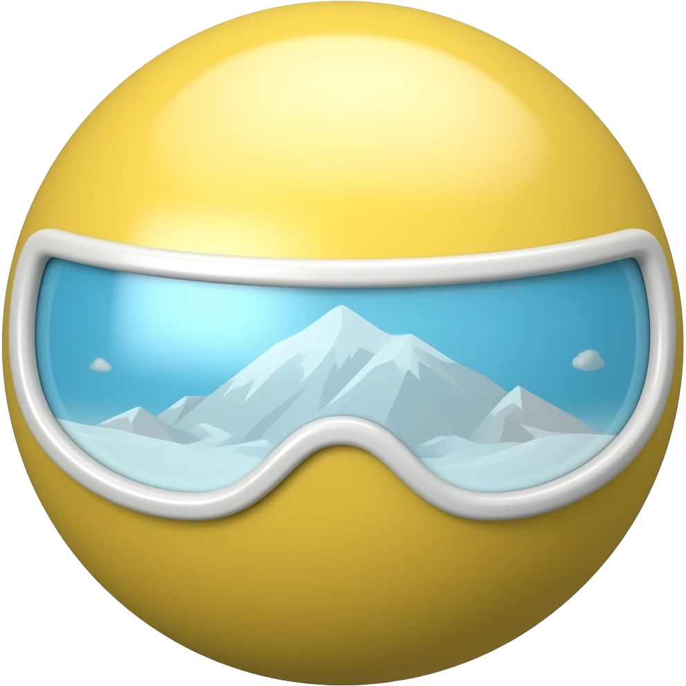 A scene of a yellow ball with helmet window at the front and a avalanche is behind the ball emoji