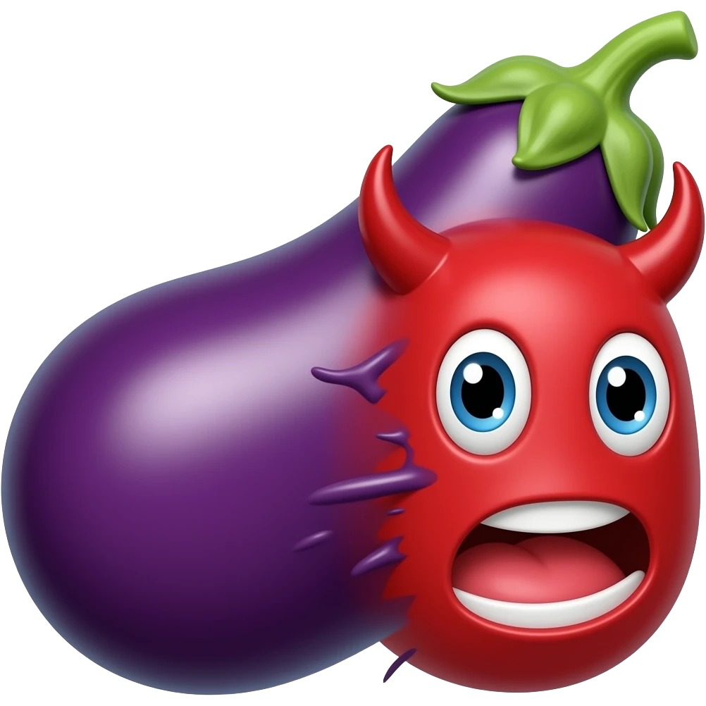 An Eggplant slapping devil emoji face emoji
