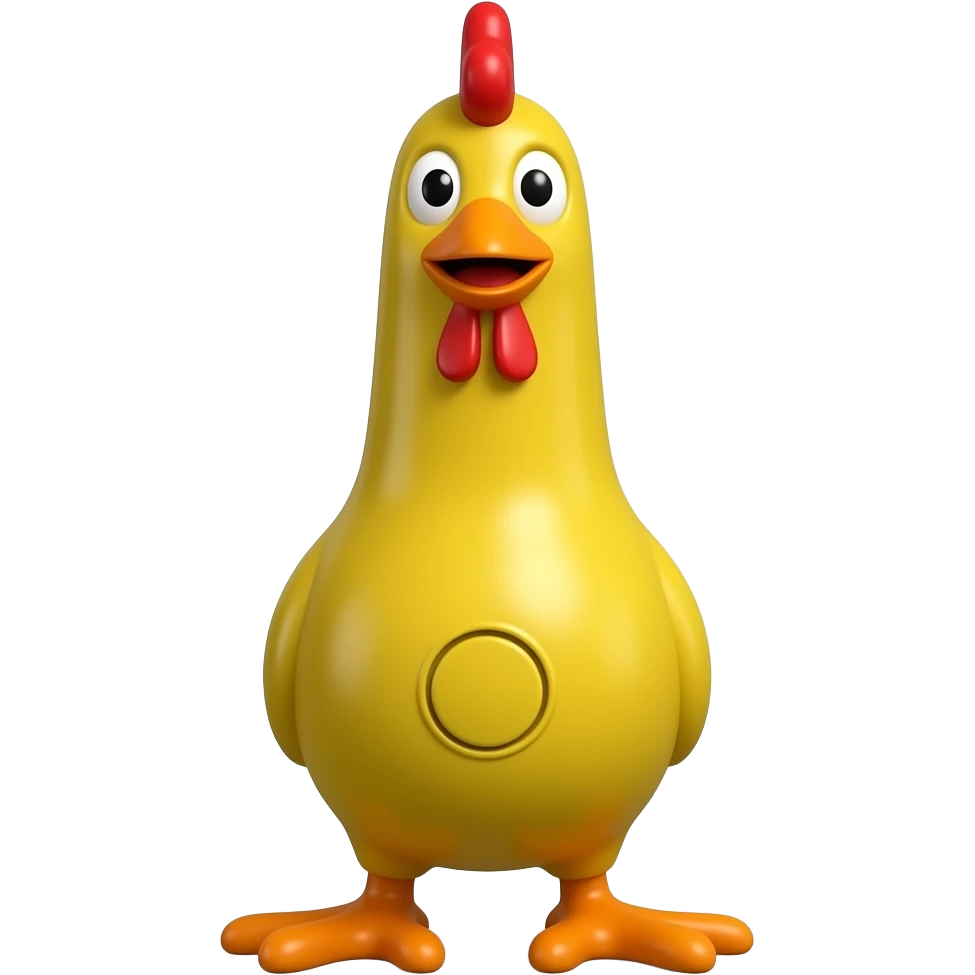 Tall narrow Rubber chicken squeak toy emoji