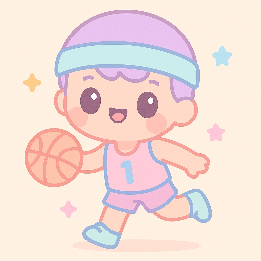 person playing basketball, kawaii style emoji