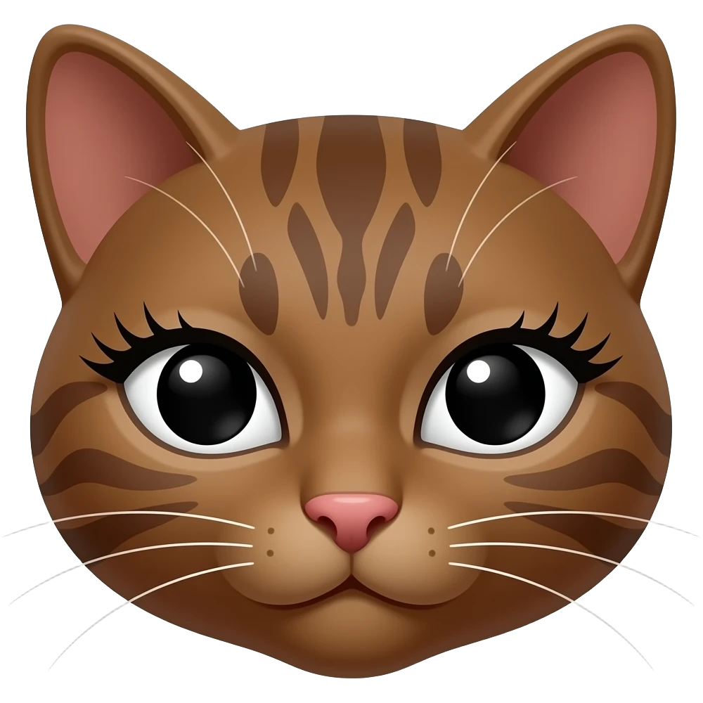Only show the slim head A brown cat that looks like Cat woman with long lashes emoji