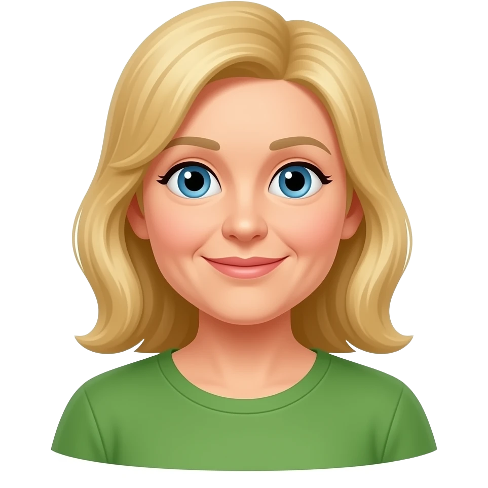 50 year old woman long blonde hair doing yard work emoji