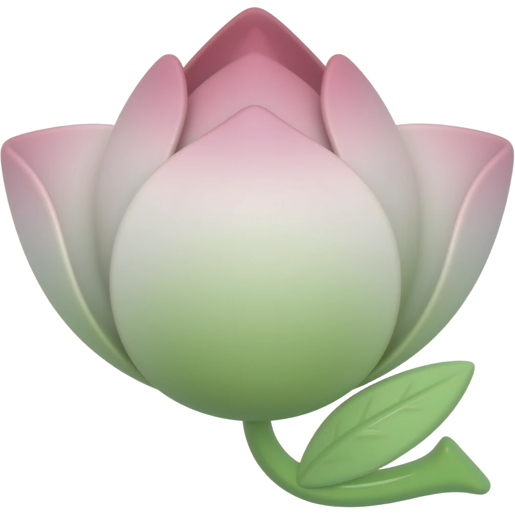 pink, white, and green ombre flower emoji with stem emoji