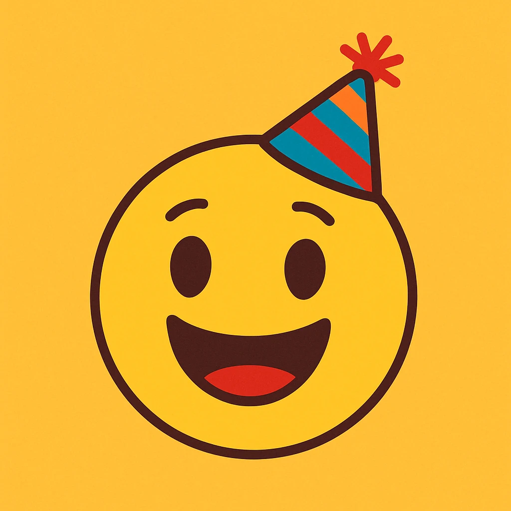 yellow face with party hat emoji