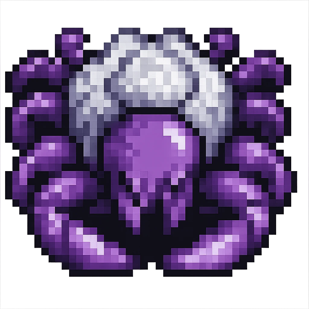 hermit crab should be violet and the shell should be white, pixel art style emoji