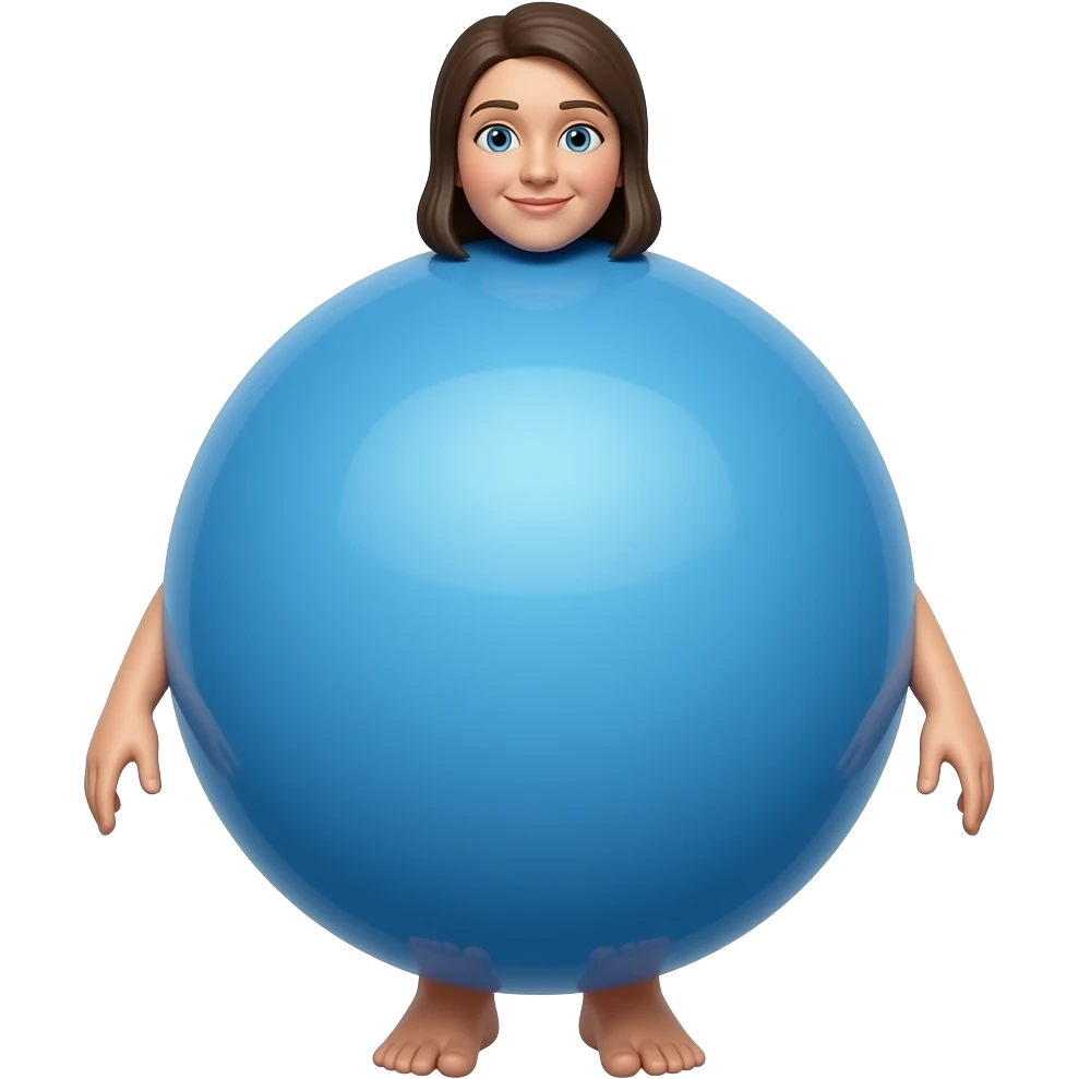 A big round blue ball with two tiny hands and two tiny feet and a tiny woman’s head on top emoji