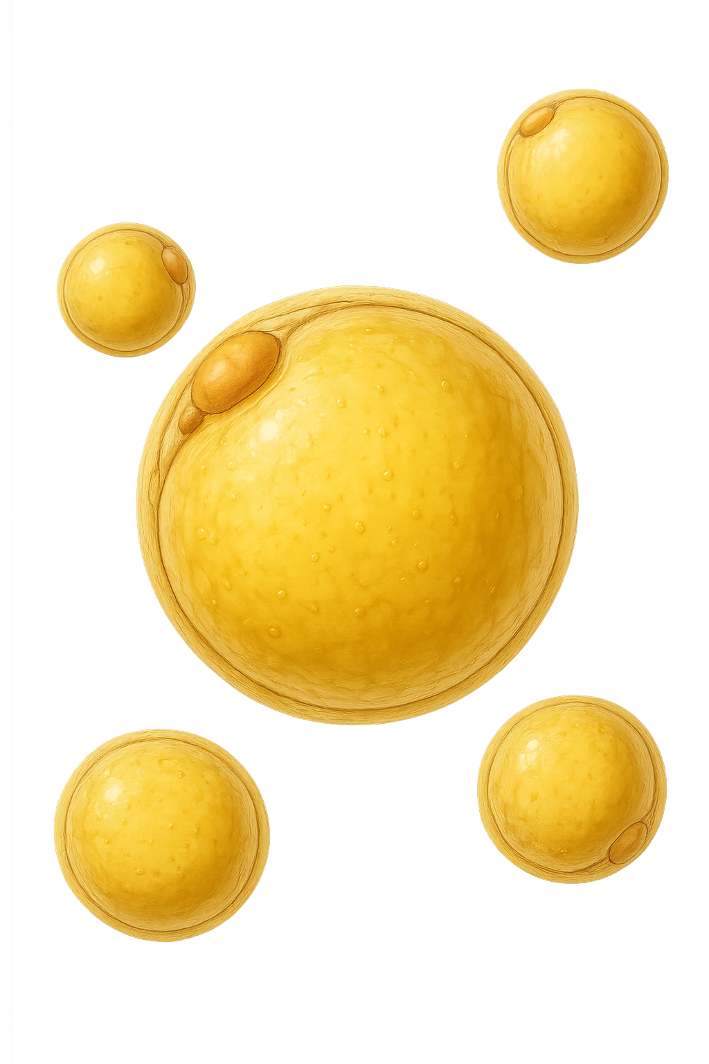 adipociti (cellule gialle) anatomiche realistiche fluttuano in aria emoji