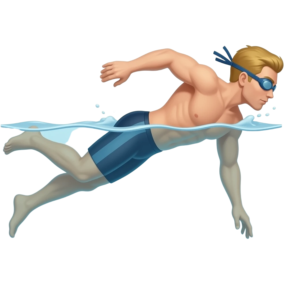 blonder man schwimmt kraul mit der schwimmbrille, gesehen von der seite emoji