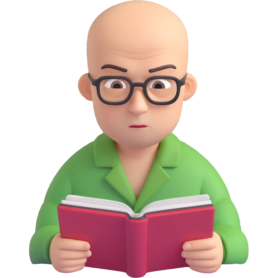Angry bald man reading emoji