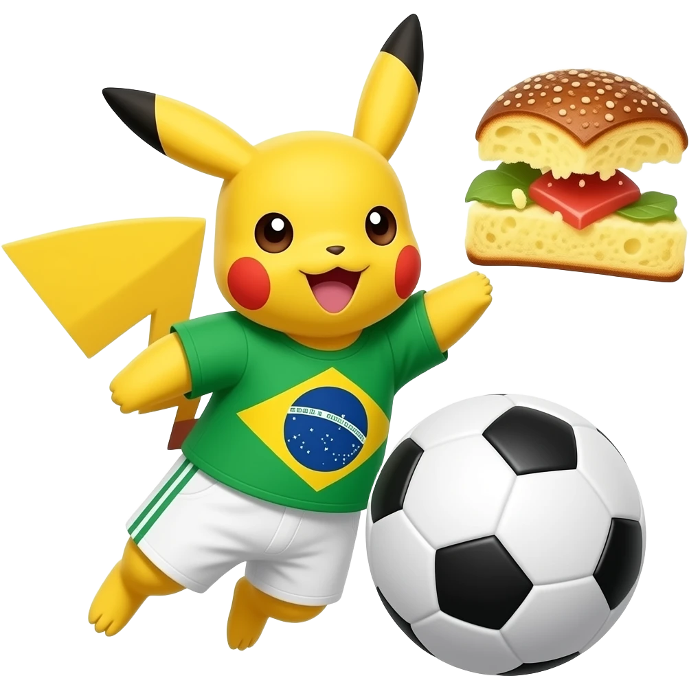 brazilian pikachu catching a panettone (soccer style) emoji