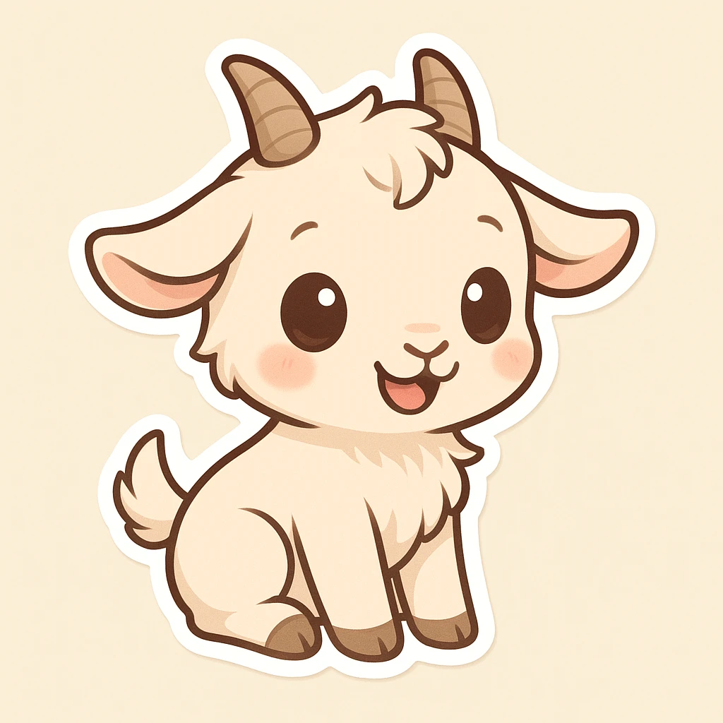 cute cartoon goat, chibi stickers style emoji