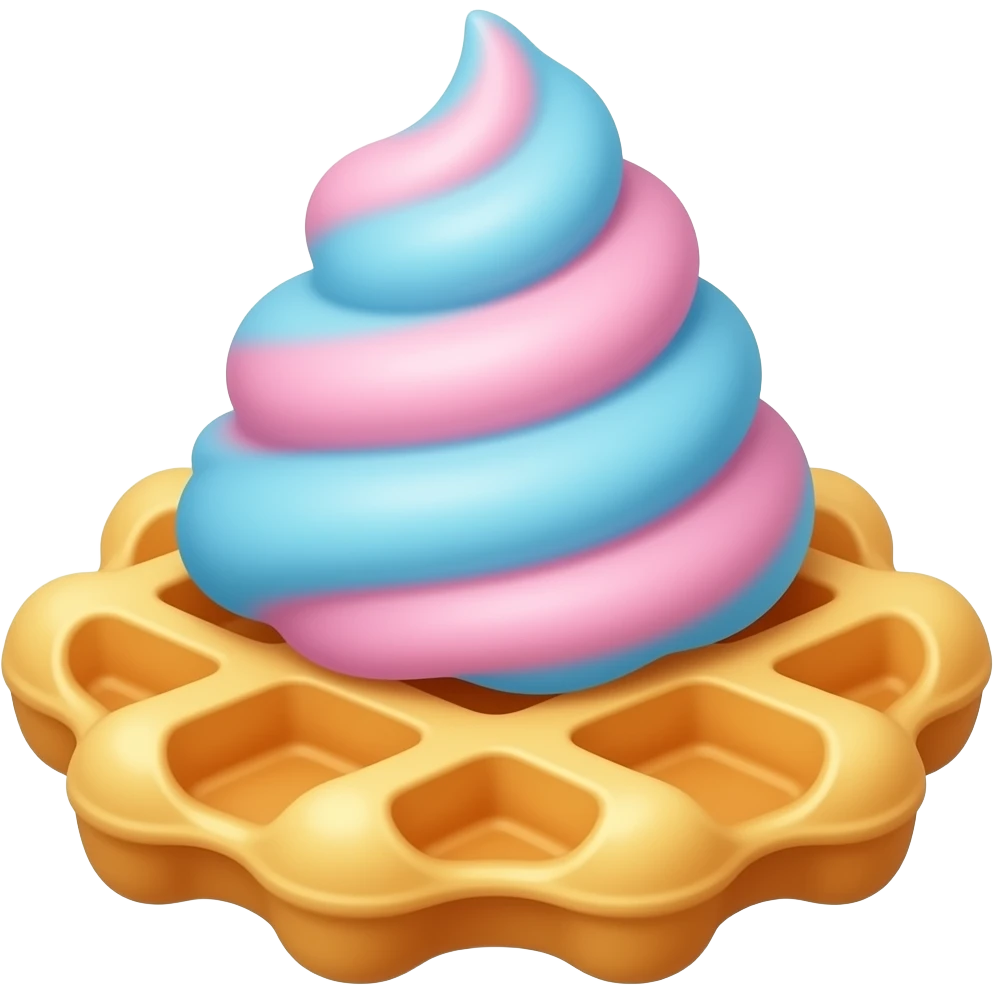 Waffle with cotton candy pink the blue emoji