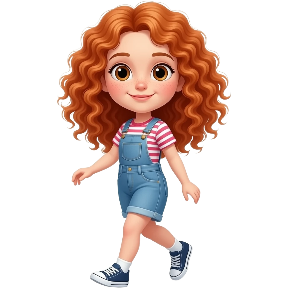 Fille rousse bouclés tâches de rousseur step emoji