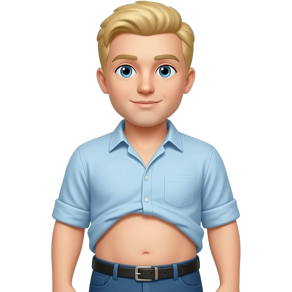 Blonde round man with shirt too small so the bottom of his belly hangs out emoji