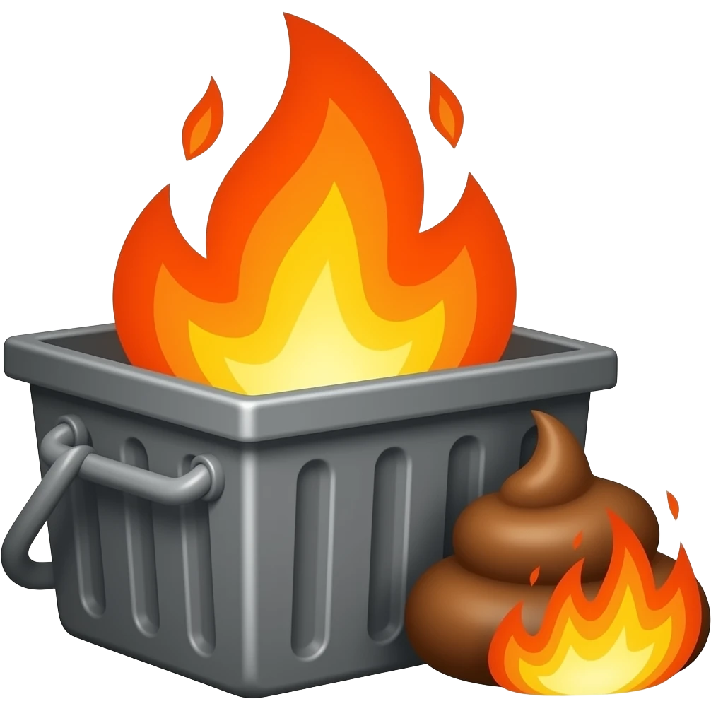 make a dumpster fire and flaming turd combination emoji