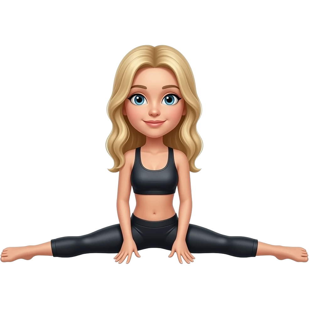 Dirty blonde hair of a lady doing the splits gif emoji