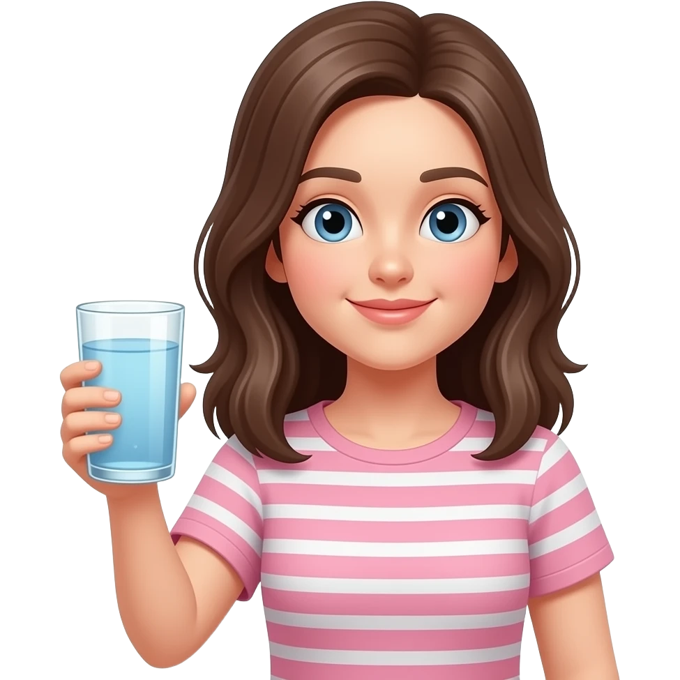 девушка стоит и держит в руке стакан с водой emoji