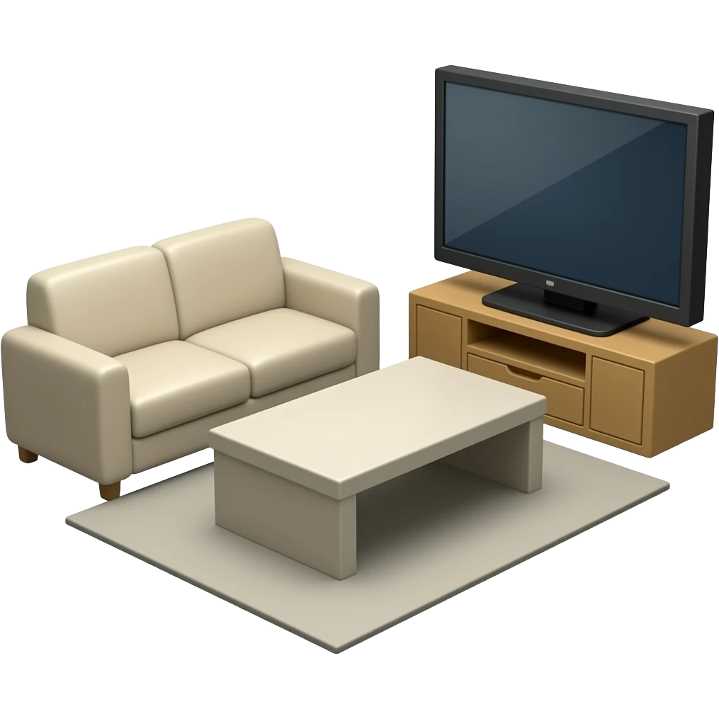 كنبة مع طاولة و تلفاز emoji