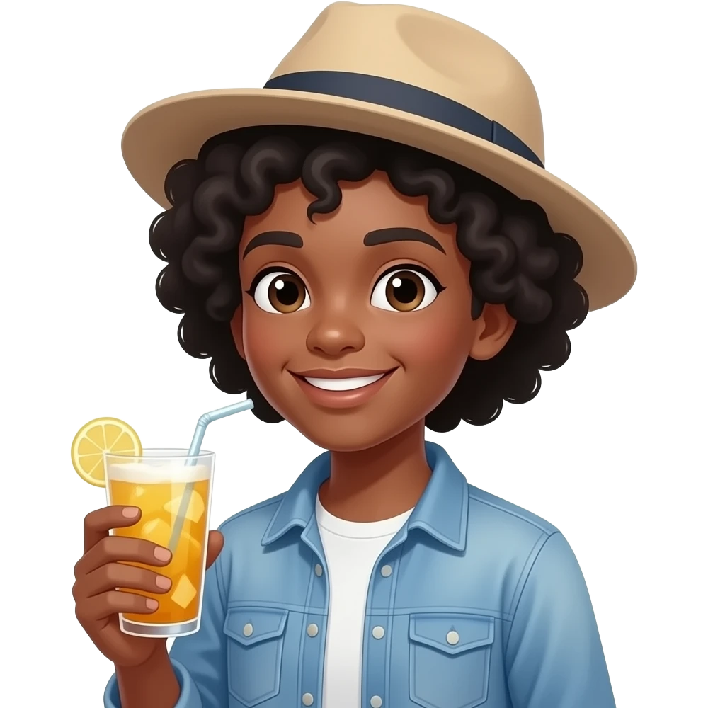 afro drink holder character with hat emoji