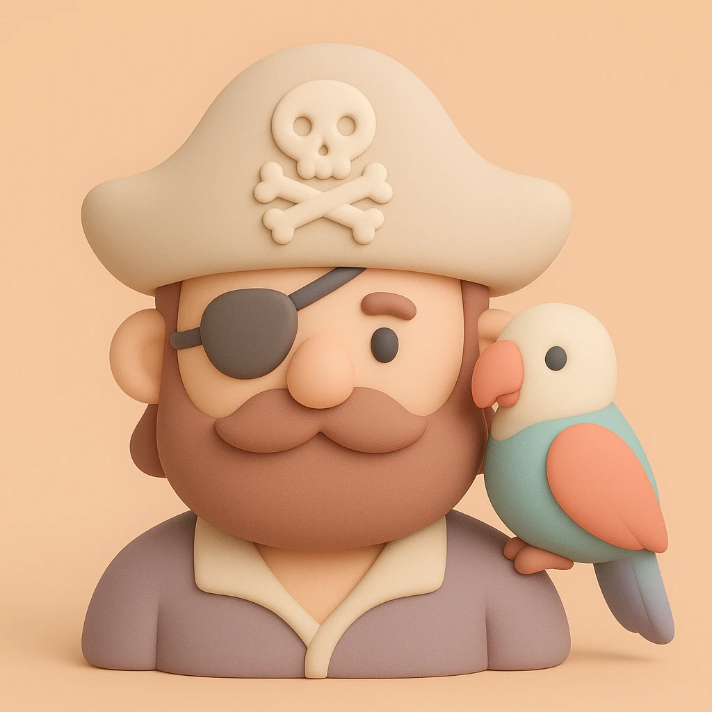 pirate with eye patch and parrot emoji
