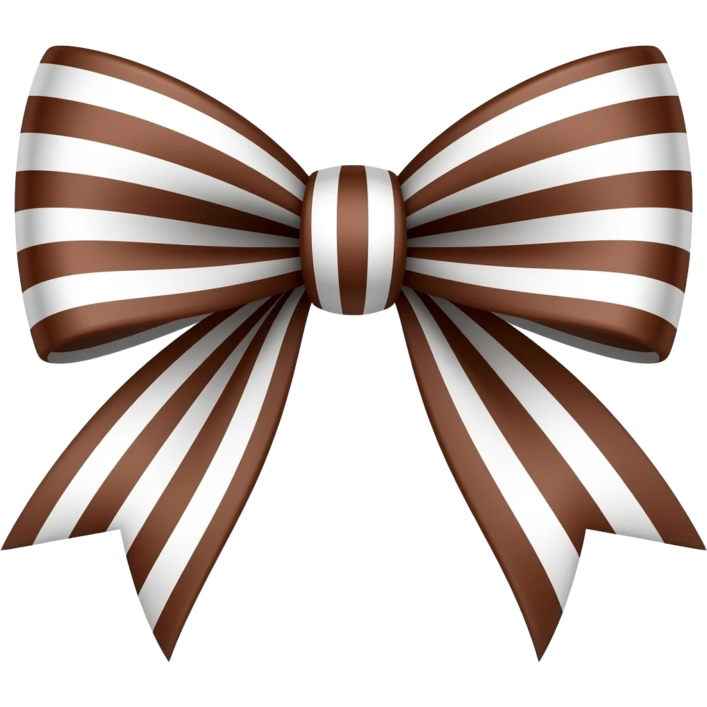 Dark brown and white striped bow emoji