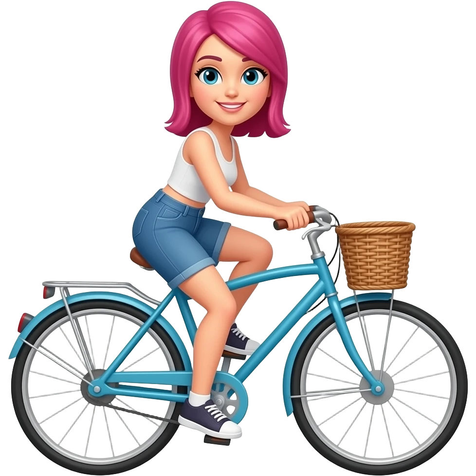 Funky Pink hair woman on bicycle emoji
