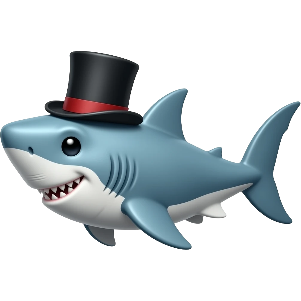 Shark with a top hat emoji