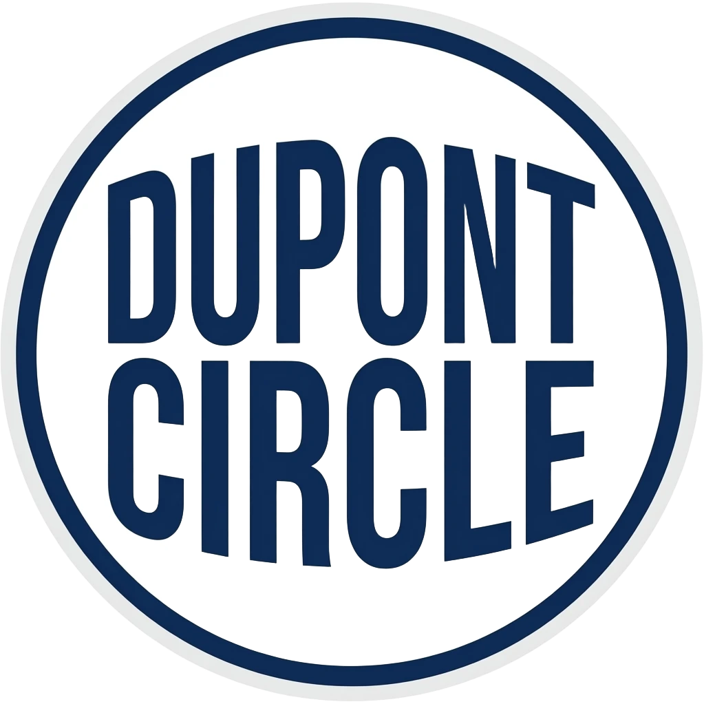 the words DUPONT CIRCLE written in all caps, BOLDED, on seperate lines, Dark blue text, circle emoji