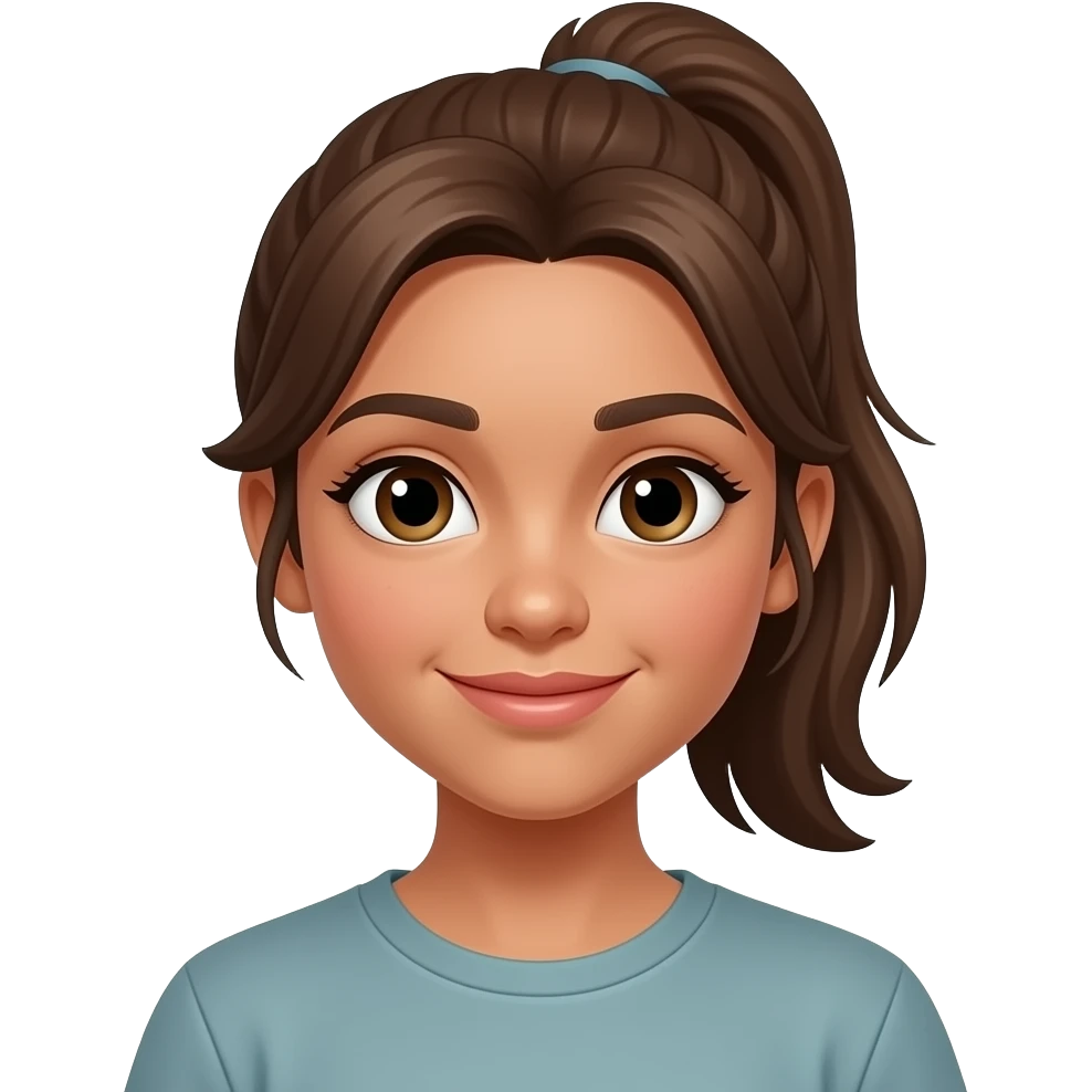 light skin girl with brown hair with pony tail teen emoji