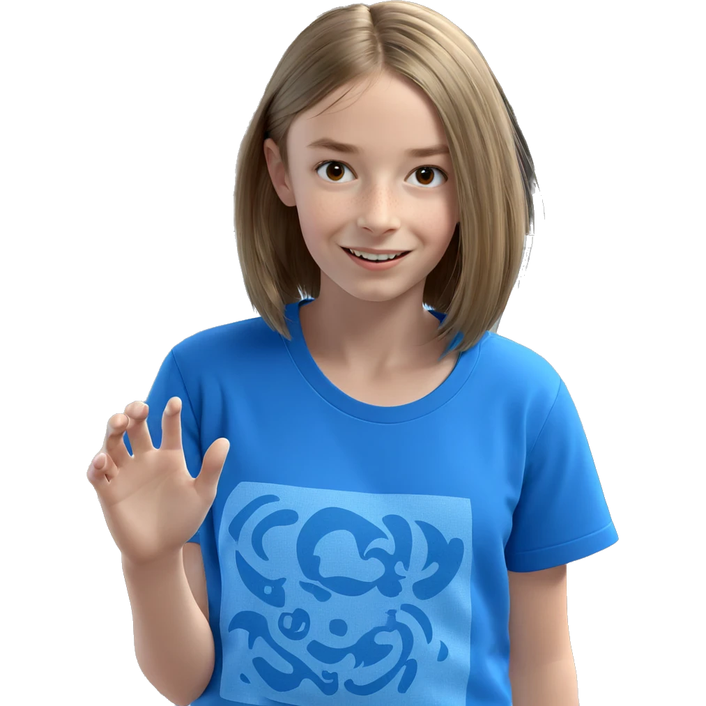 smiling girl in blue shirt emoji