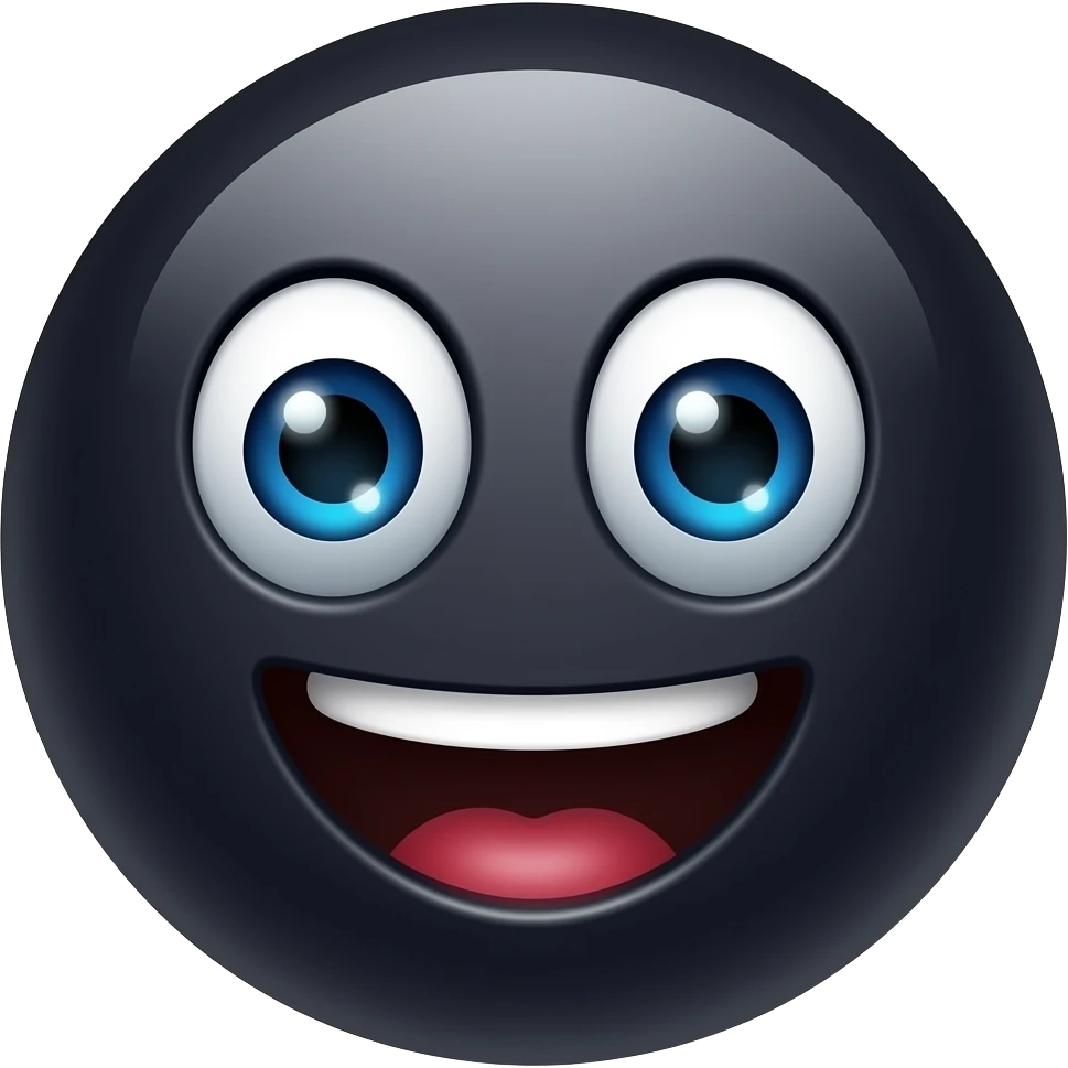 Um Bola Preta sorrindo é olhando pra cima versão samsung 2018 emoji