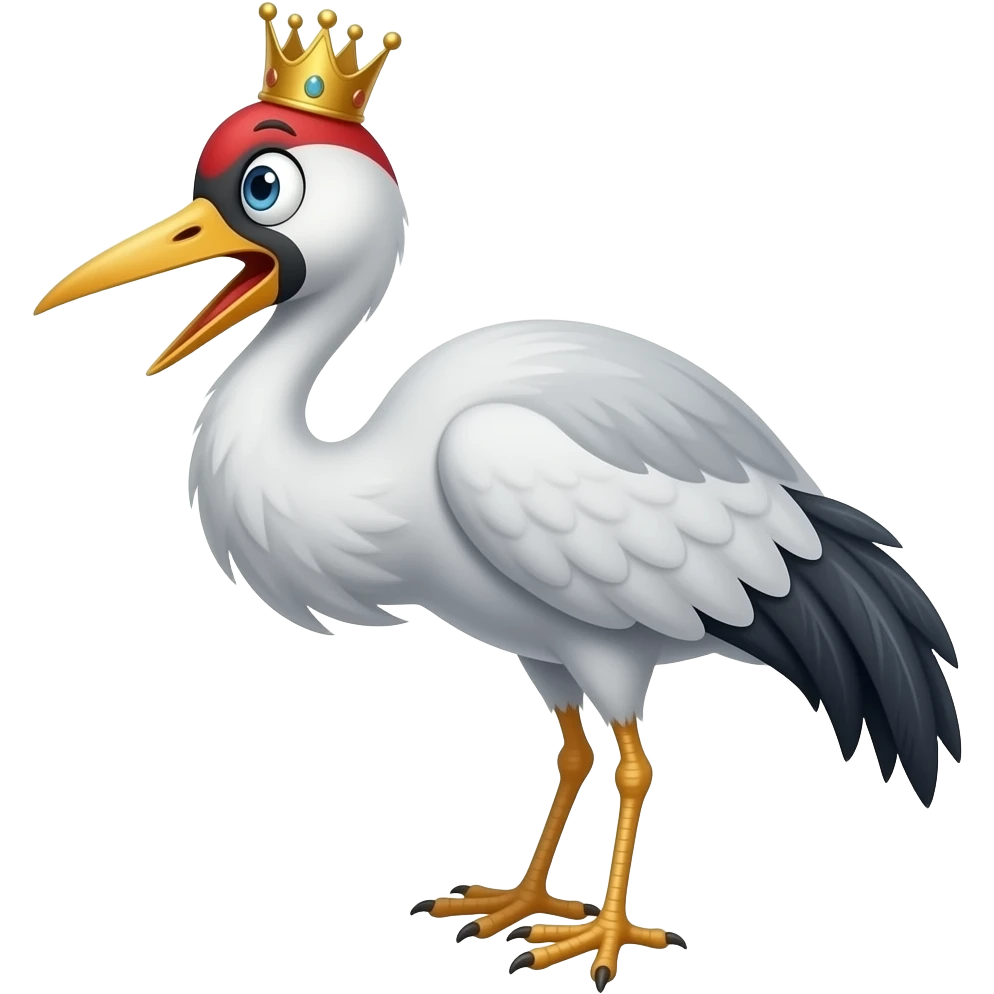 Crane emojie choquer avec une couronne emoji