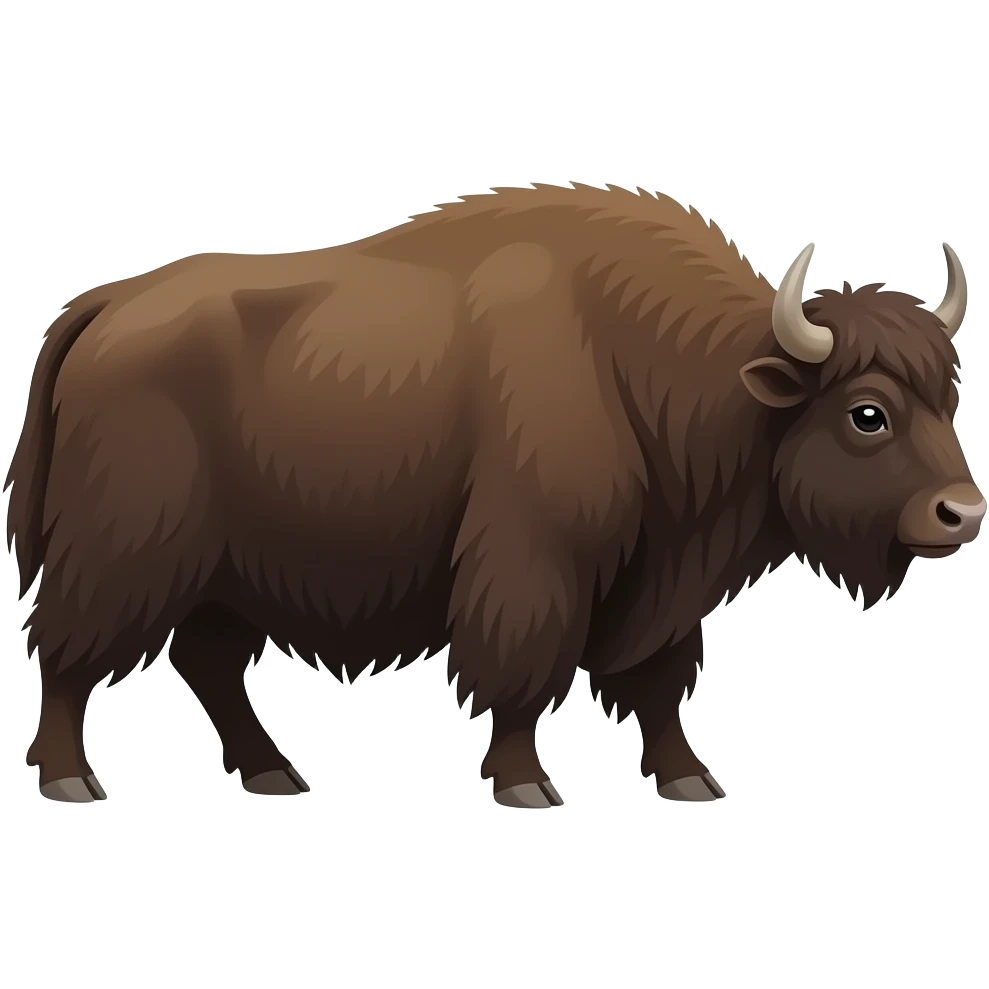 Cartoon brown yak walks emoji