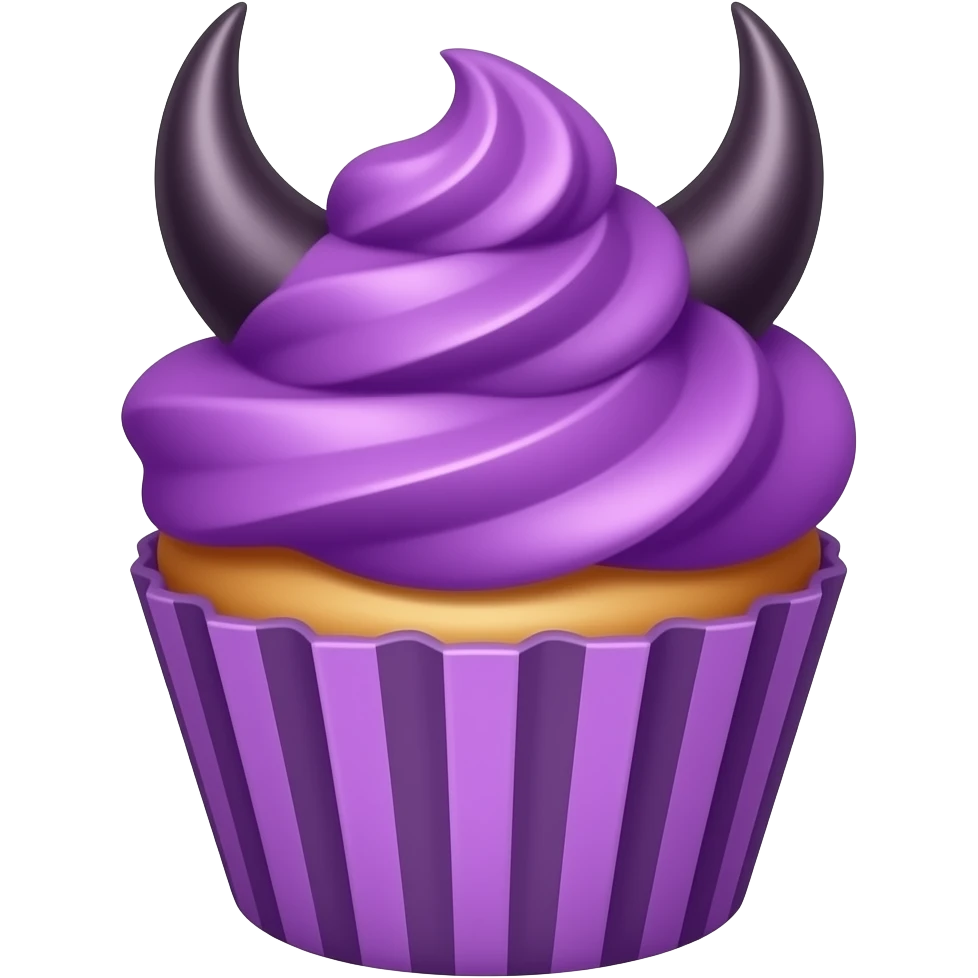 Purple cupcake devil horn emoji
