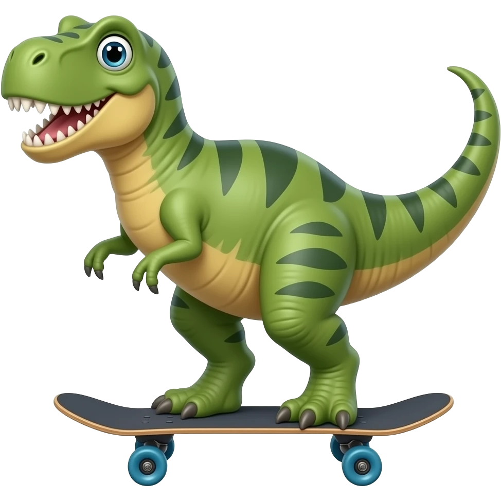 Dinosaur on a skateboard emoji