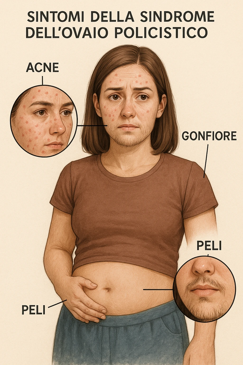 Acne gonfiore e peli per pcos donna emoji