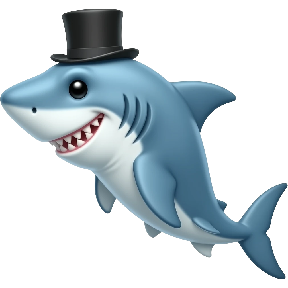 Shark with a top hat emoji