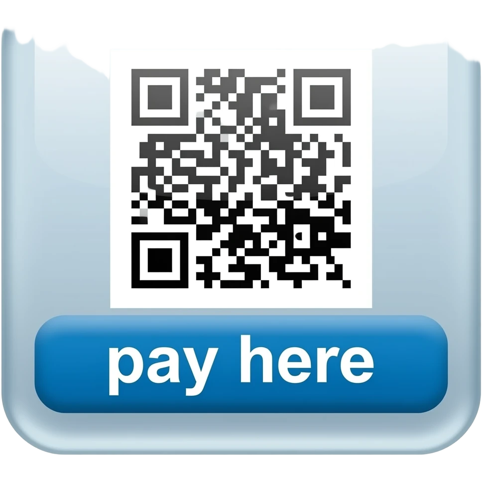 Acrylic plaque with a qr code to pay and words pay here emoji