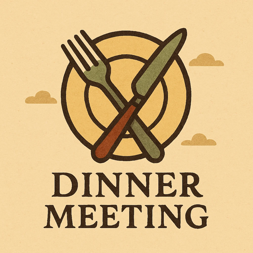 dignified logo for a dinner meeting, elegant, refined, suitable for a formal event, elegant style, refined details, formal event atmosphere emoji