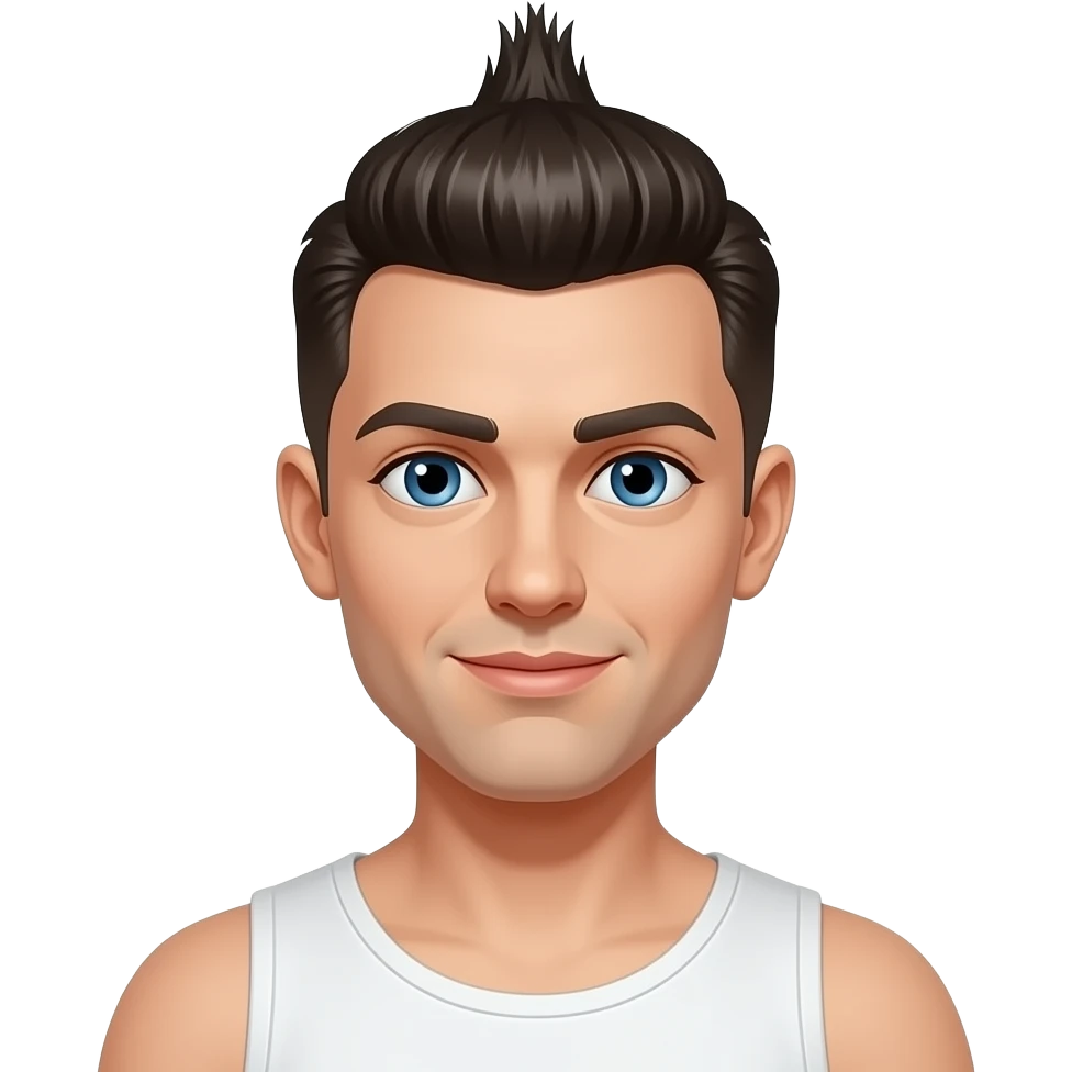 50's man skinhead mohawk and blue eyes and more broad shoulder emoji