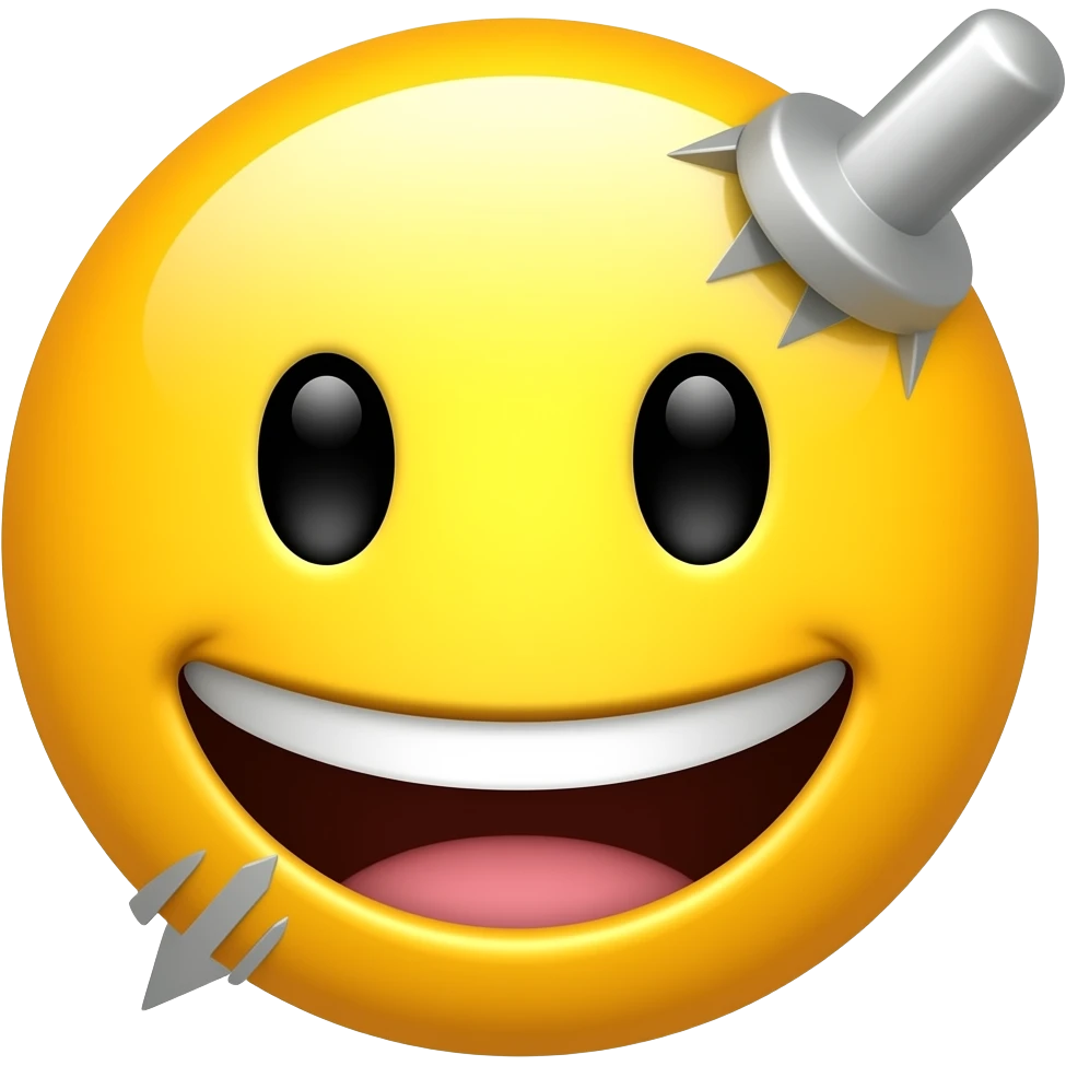 Smiley face getting stabbed emoji