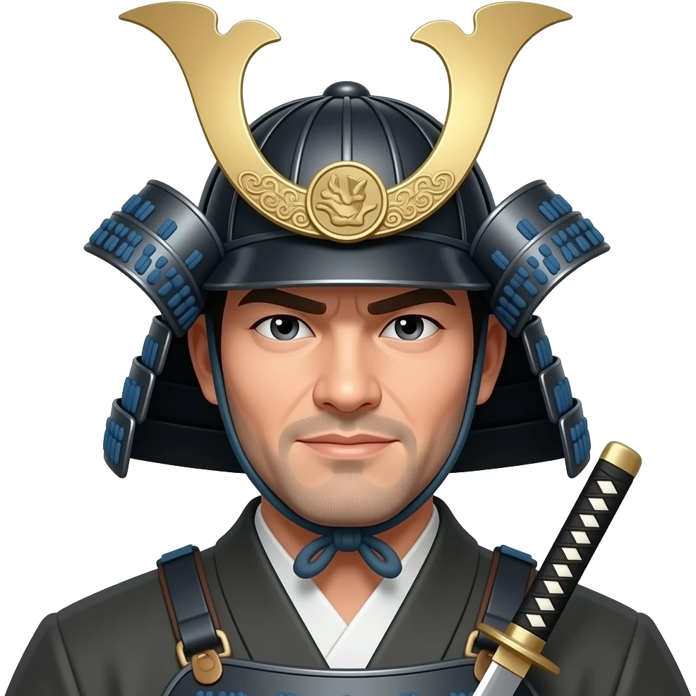 samurai giapponese barbuto con katana emoji