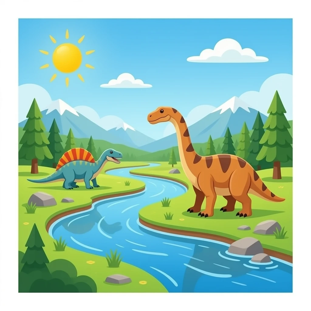 hacme un paisaje de la epoca de los dinosaurios sin dinosaurios y sin rio emoji